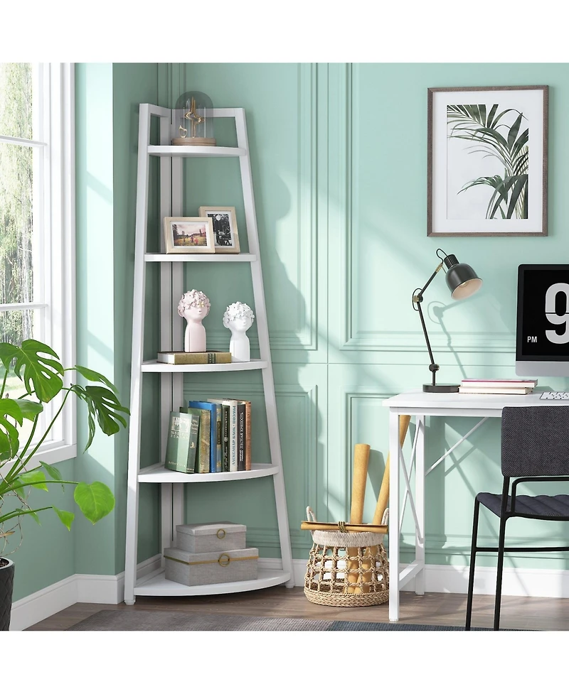 Slickblue 70" Corner Shelf, 5 Tier Corner Storage Rack Ladder Bookcase