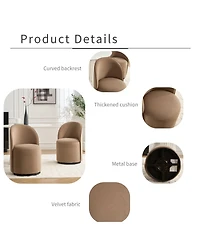 Boyel Living Swivel Barrel Chair Velvet Dining 360 Degree Round Armless Accent for Bedroom Room