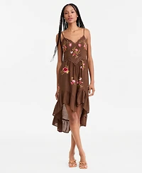 And Now This Women's Shadow Stripe V-Neck Sleeveless Lace Dress, Macy's Exclusive