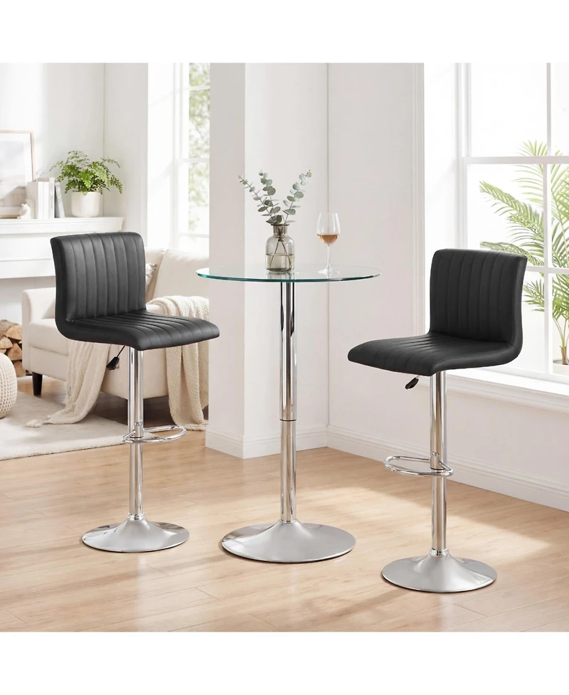 Slickblue Set of 2 Bar Stools with Adjustable Height, Swivel Seat and Footrest
