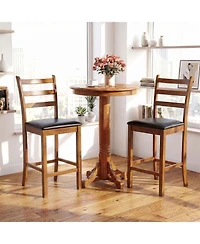 Slickblue Set of 2 Ladder Back Bar Stools for Kitchen Island Counter Seating