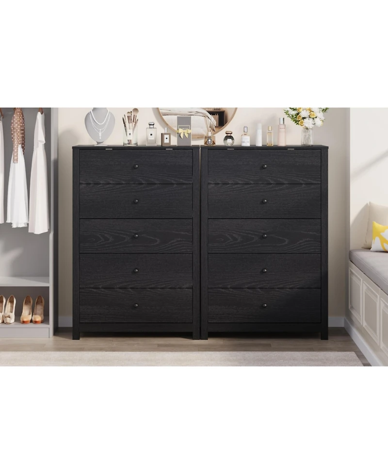 homfan Tall 5 Drawer Dresser with Deep Drawers and Metal Knobs for Bedroom, Entryway, Hallway