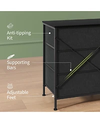 homfan 9 Drawer Dresser, 63 Inch Fabric Tv Stand Storage Chest with Wooden Top for 70 Bedroom Living Room