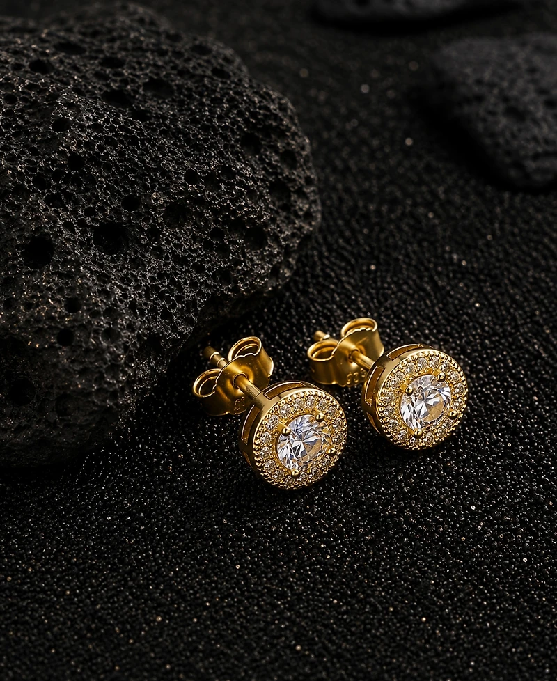 Rhona Sutton Men's Cubic Zirconia Iced Stud Earrings
