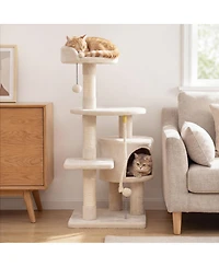 Gymax Cat Tree 36'' Tower With CondoTop Perch Sisal Scratching Posts and Hanging Rope