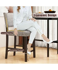 Gymax 4 Piece Upholstered Bar Stools 26 Inch Counter Height Chairs with Sponge Cushions