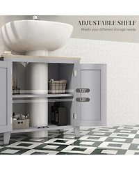 Midola Bathroom Vanities, Pedestal Sink Cabinet with U-Shaped Cut-out and Adjustable Shelf for Bathroom