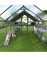 Streamdale Furniture Large Wooden Outdoor Catio with Planter Resting Boxes and Waterproof Cover