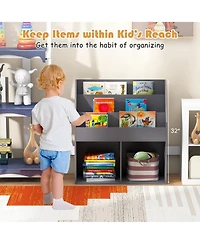 Gymax Kids Wooden Bookshelf Bookcase Children Toy Storage Cabinet Organizer
