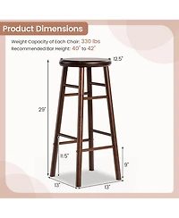 Gymax Set of 29'' Swivel Bar Stools with Backless Design Footrests and Strong Crossbars