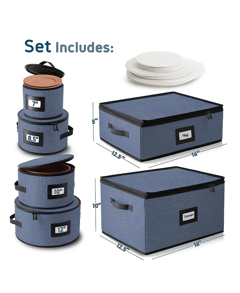 StorageBud Fine China Storage Containers, 6 Piece Dish Storage Containers