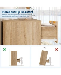 homfan 10 Drawer Tv Stand Dresser with Fluted Texture and Metal Handles for Living Room, Bedroom, Office