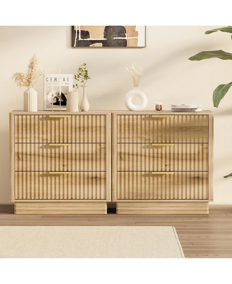 homfan 3 Drawer Dresser, 23 Inch Wood Chest of Drawers with Metal Handles for Bedroom or Living Room, Spacious Bedside Table and End Table