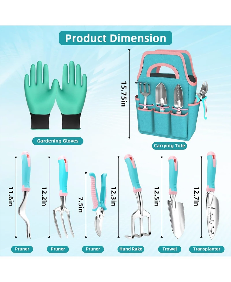 Xdovet Garden Tool Set Heavy Duty Aluminum Alloy Non Slip Handle Gift