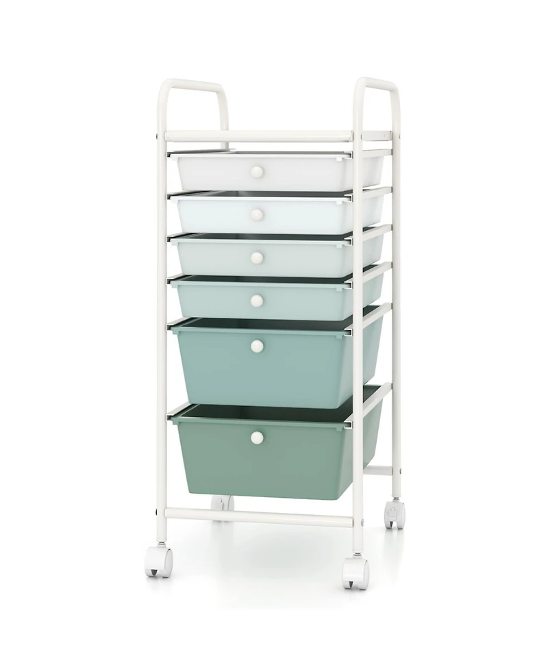 Slickblue 6 Drawer Rolling Storage Cart Multifunctional Organizer for Home Use