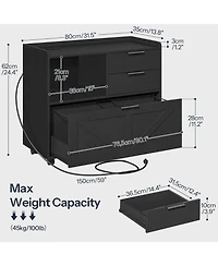 Slickblue Lateral File Cabinet with Power Charging Station, Letter and A4 Storage