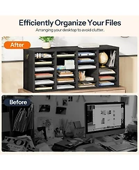 Slickblue 24-Compartment Wooden Document Sorter for Desk and Office Organization