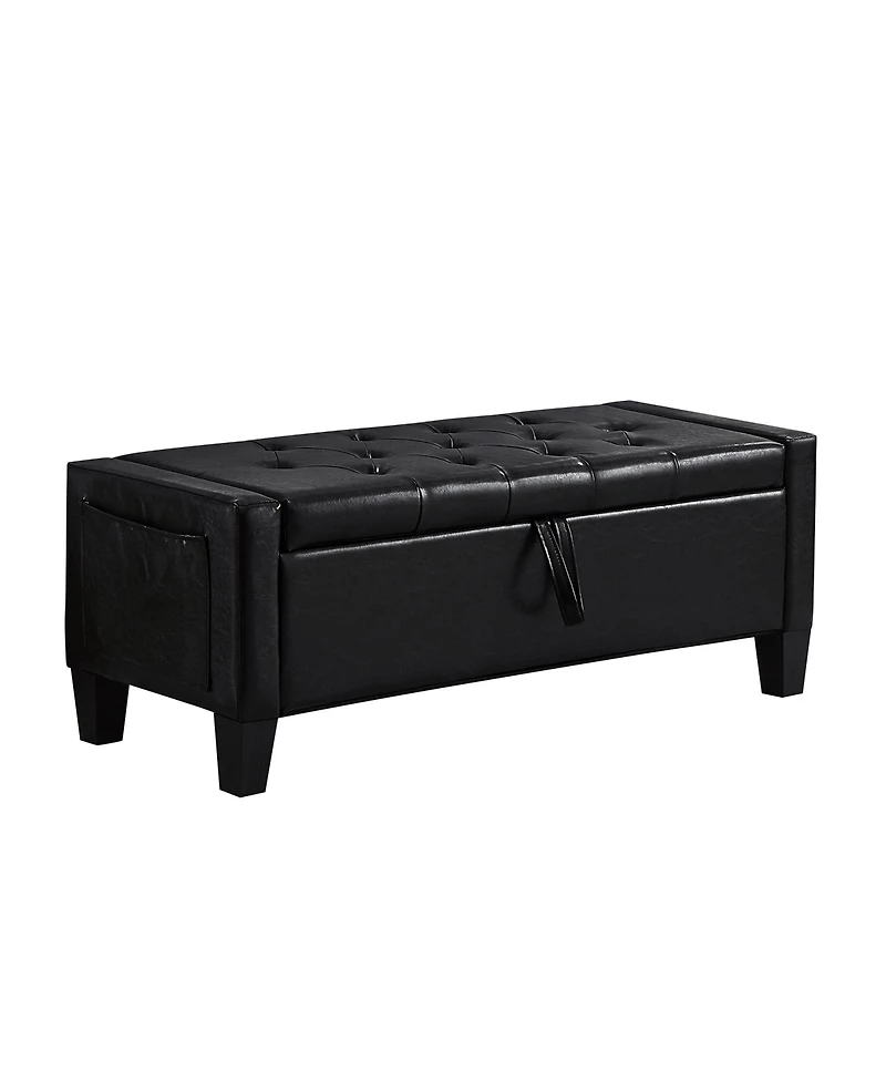 sumyeg Pu Storage Ottoman Bench with Safety Hinge, Upholstered Entryway Seating, 350 lb.Capacity