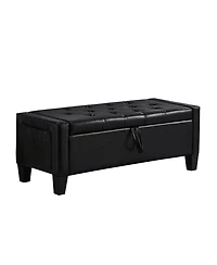sumyeg Pu Storage Ottoman Bench with Safety Hinge, Upholstered Entryway Seating, 350 lb.Capacity