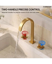 Everstein Widespread Bathroom Faucet 3 Hole, 2-handle Sink with Drain Assembly