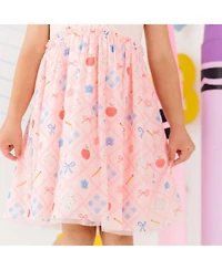 Sweet Wink Toddler Girls Back To School Trellis Short Sleeve Tutu Dress