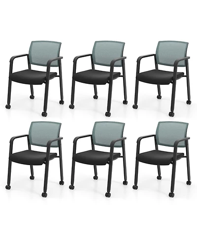 Gymax Piece Conference Chairs Stackable Office Guest Mesh Chair Waiting Room Wheels