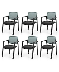 Gymax Piece Conference Chairs Stackable Office Guest Mesh Chair Waiting Room Wheels