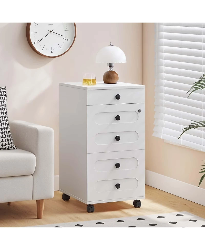 Slickblue Rolling File Cabinet with 3 Drawers and Lock for Letter Size Files