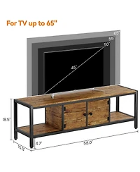 homfan Double Door Tv Cabinet with Metal Accents, 58 Inch Media Console Storage for Living Room Entertainment
