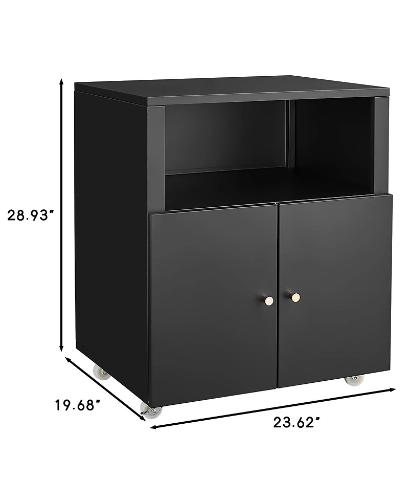 homfan Metal Mobile File Cabinet with Lockable Doors – Adjustable Shelf Rolling Under Desk Storage Organizer and Printer Stand for Home Office