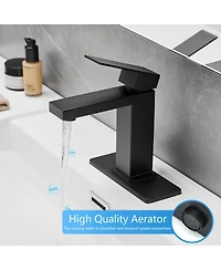 Midola Sink Faucet With Deck Plate Waterfall with Pop Up Drain and Supply Lines Bathroom Faucets for Sink 1 Hole One Handle Faucets Vanity Bath