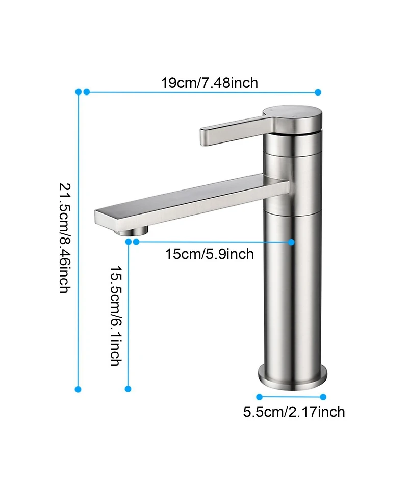 Midola Single Handle Sink Vanity Bathroom Faucet Stainless Steel with Brushed Nickel for Bathroom