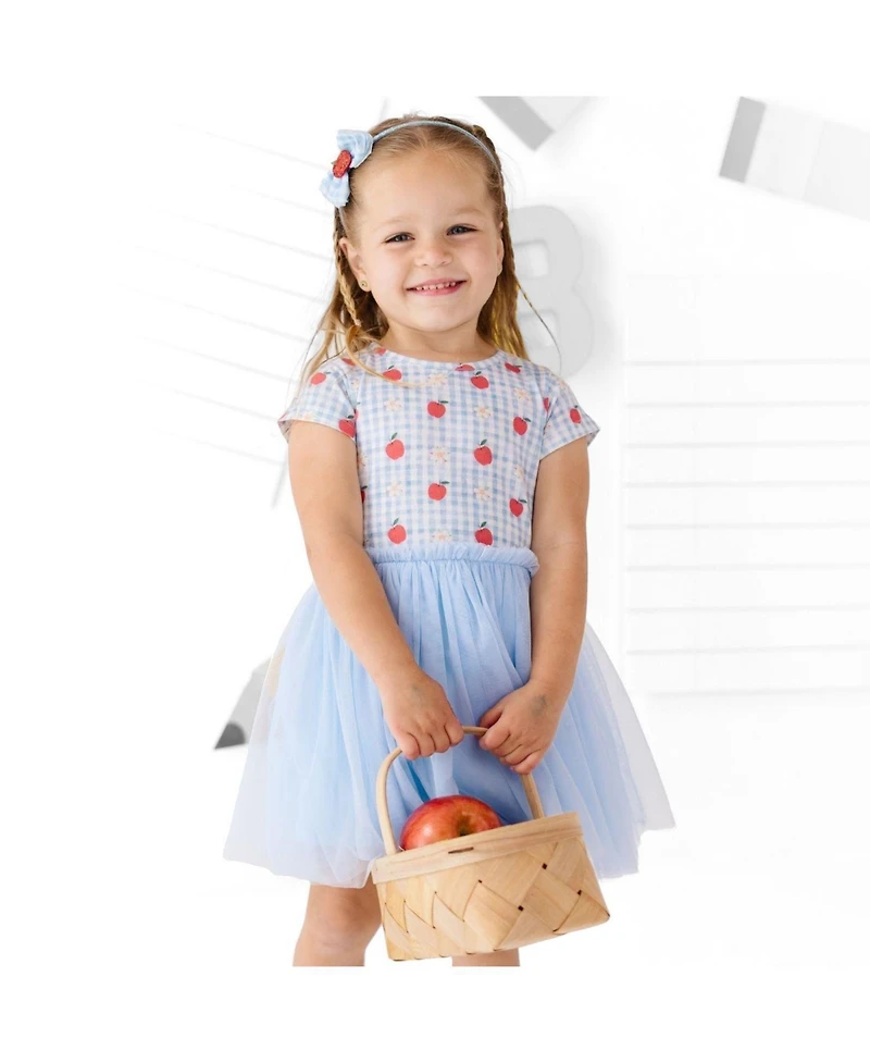 Sweet Wink Little Girls Apple Gingham Short Sleeve Tutu Dress