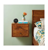 HomeRoots 12" Chestnut Solid Wood Two Drawer Floating Nightstand