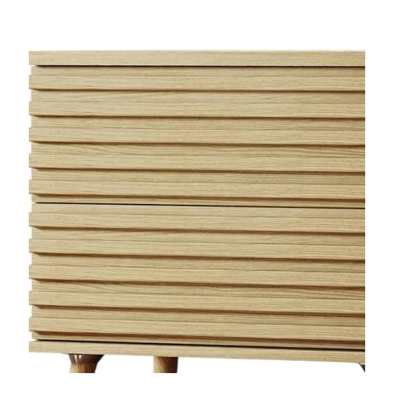 HomeRoots 23" Solid Wood Ribbed Texture Two Drawer Nightstand