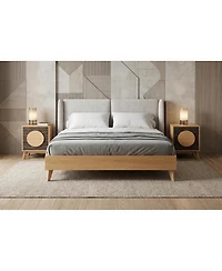 HomeRoots Set of Two 21" Solid Wood Square Two Drawer Nightstands