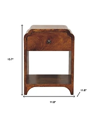 HomeRoots 16" Chestnut Solid Wood One Drawer Scallop Edge Nightstand