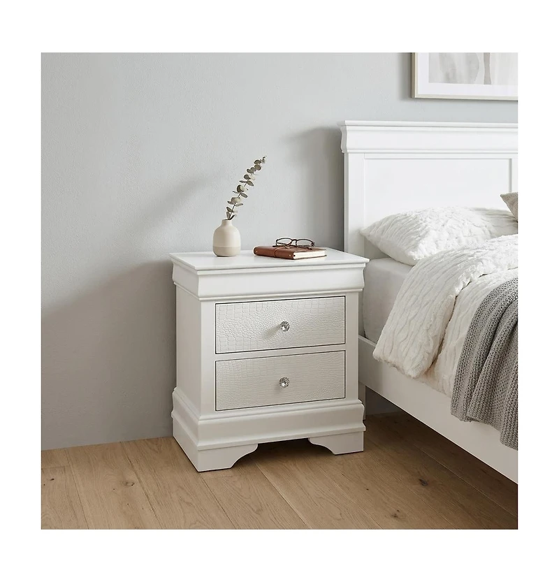 HomeRoots 24" Wood Shagreen Two Drawer Nightstand
