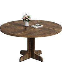homfan Modern 47 Inch Round Dining Table for 4 to 6, Sturdy Wooden Base, Easy Assembly, for Kitchen, Dining Room or Living Room
