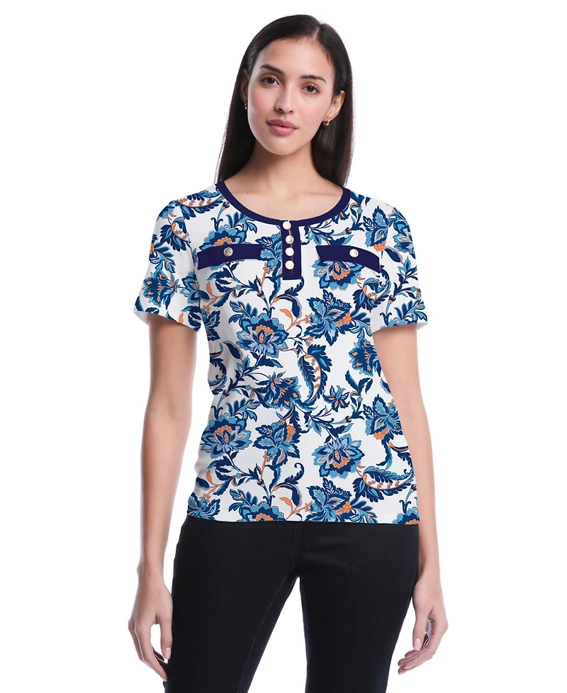 Rafaella Petite Botanical Short-Sleeve Top