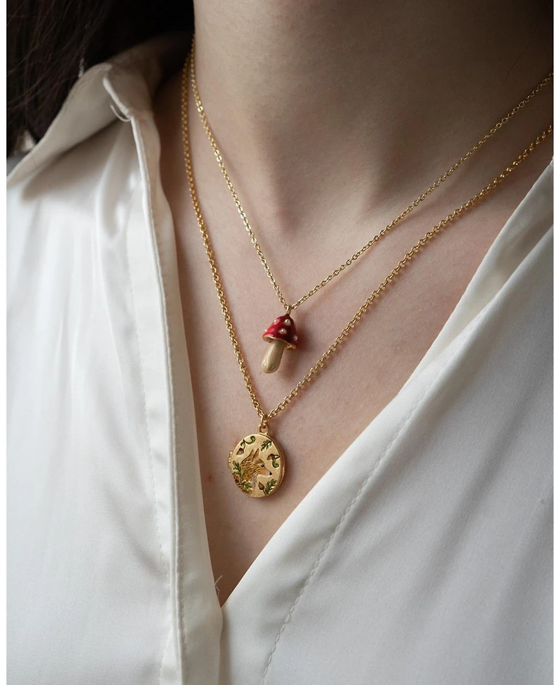 Fable England Enamel Mushroom Necklace