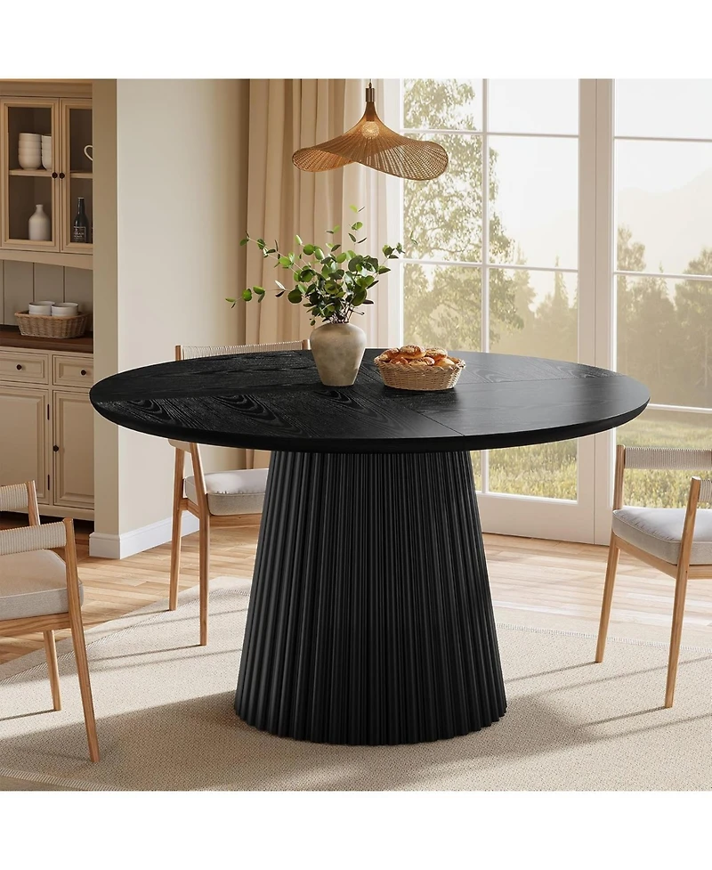Tribesigns 47 Inch Round Dining Table for 4 to 6 People, Farmhouse Kitchen with Heavy Duty Fluted Pedestal Base Only