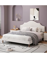 Lucky One King Size Platform Bed with Adjustable Headboard - No Box Spring Needed, 1000 lbs Cap