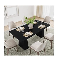 Farmhouse 71 Inch Dining Table for 6 to 8, Heavy Duty Legs, Widened Desktop, Multi Purpose Wooden Home Office Living Room