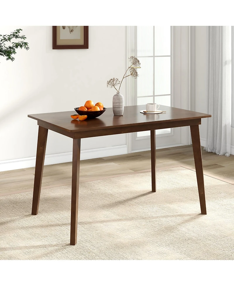 Gymax 48 Inch Wooden Dining Table for 4 People with Rubber Wood Legs for Small Spaces