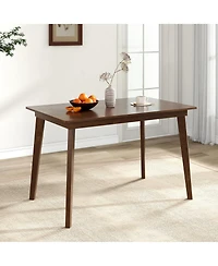 Gymax 48 Inch Wooden Dining Table for 4 People with Rubber Wood Legs for Small Spaces