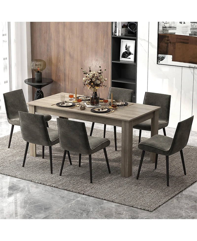 Gymax 63 Inch Dining Table Rectangular Modern Kitchen Table For 6 People Home Furniture