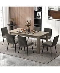 Gymax 63 Inch Dining Table Rectangular Modern Kitchen Table For 6 People Home Furniture