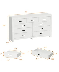 Homsee 9-Drawer Storage Cabinet - 63-Inch Tall Wooden Dresser for Bedroom | Storage Organizer with Handles