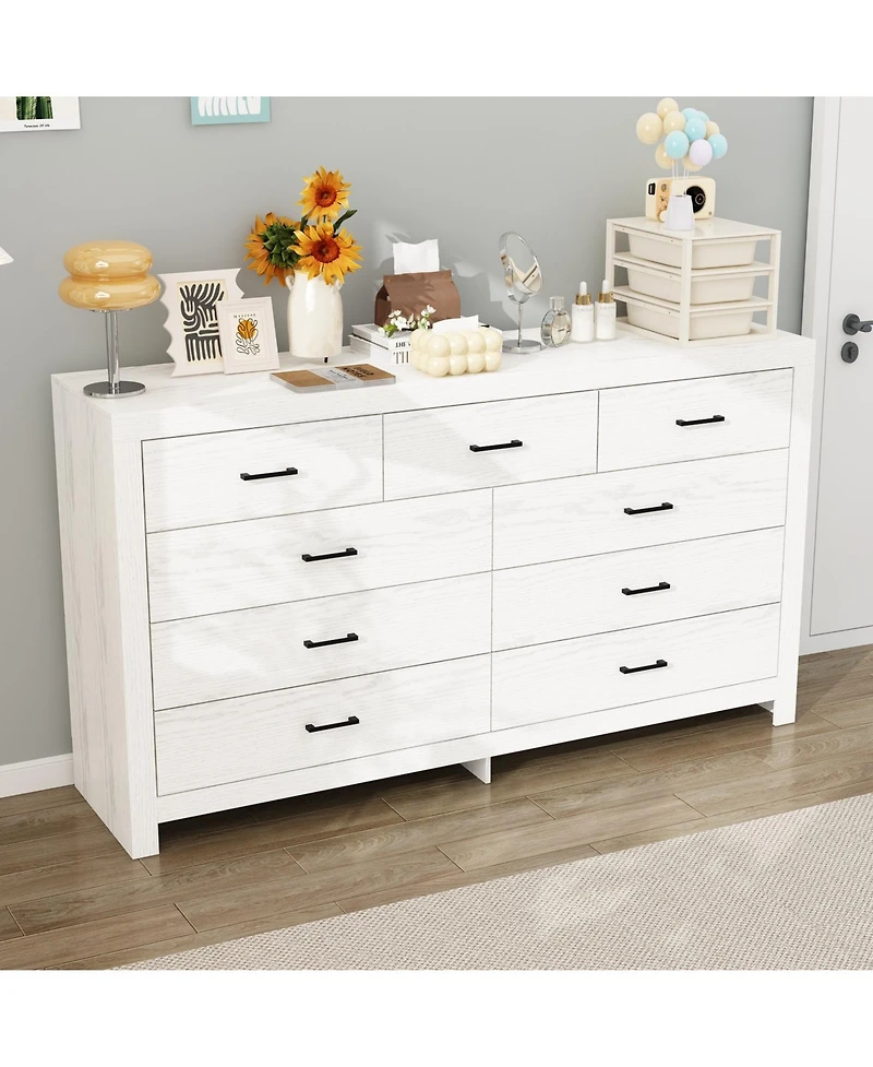 Homsee 9-Drawer Storage Cabinet - 63-Inch Tall Wooden Dresser for Bedroom | Storage Organizer with Handles